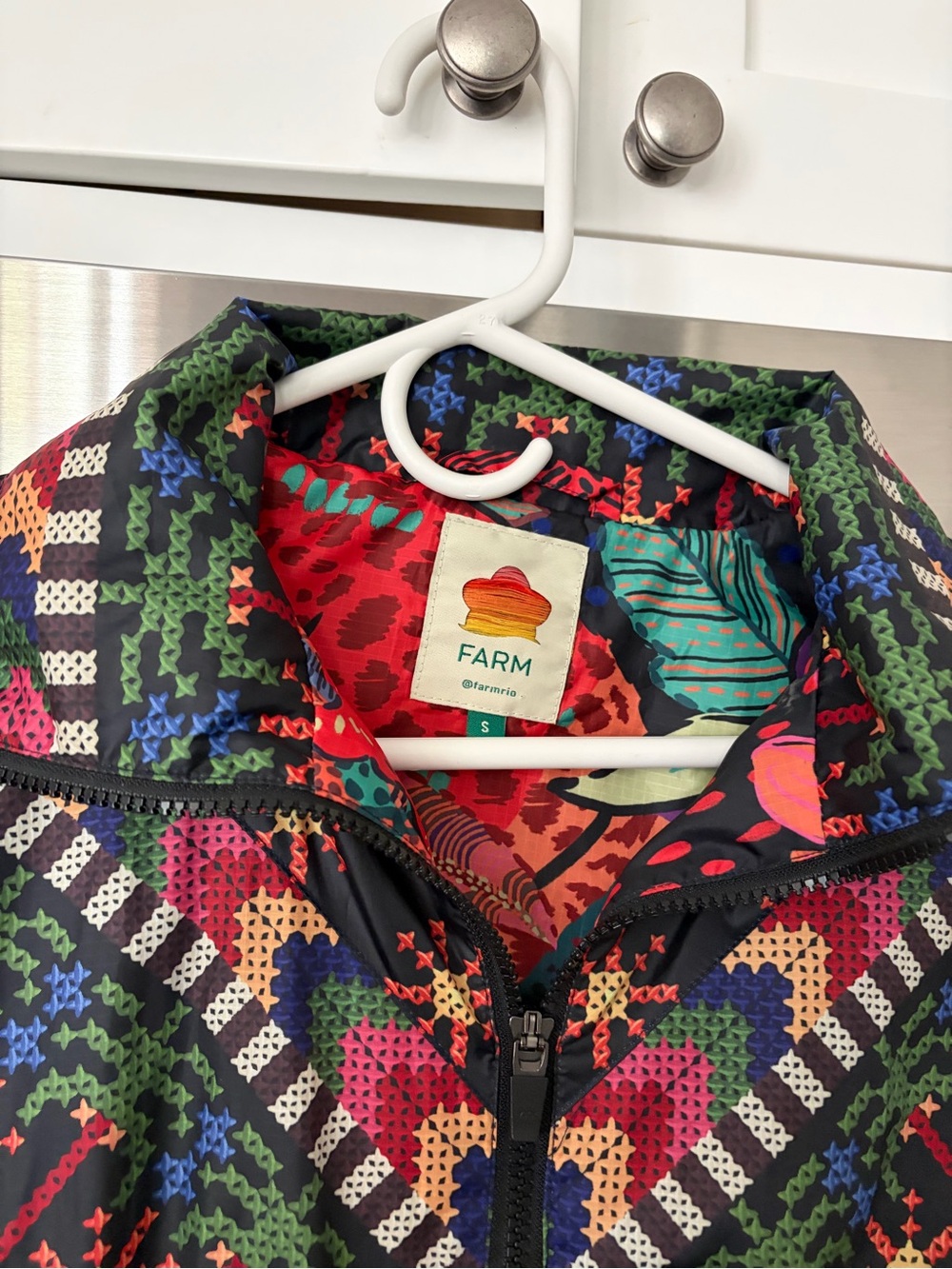 FARM Rio Vibrant Multicolor Floral Bomber Jacket - Picture 2 of 2